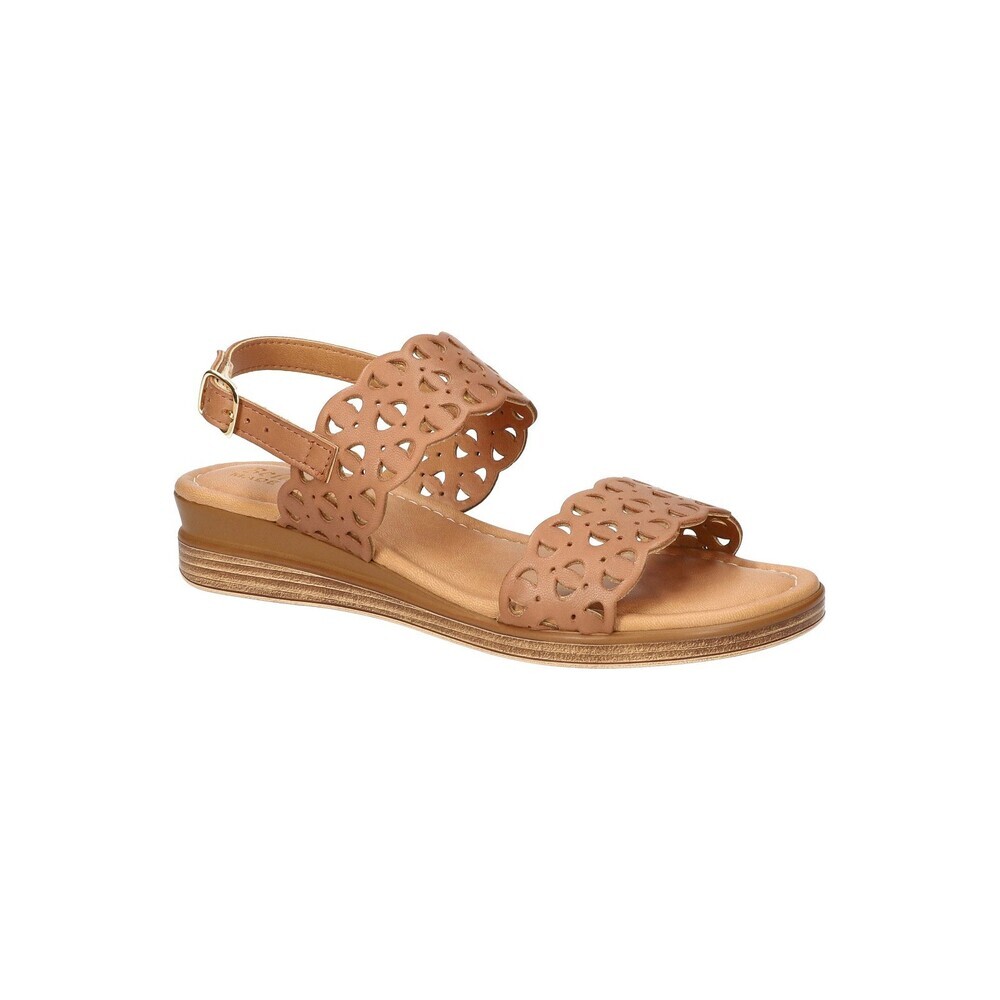 Bella Vita Zoe Sandals Womens 9W Whiskey Leather Cut Out Adjustable Strap GAL996